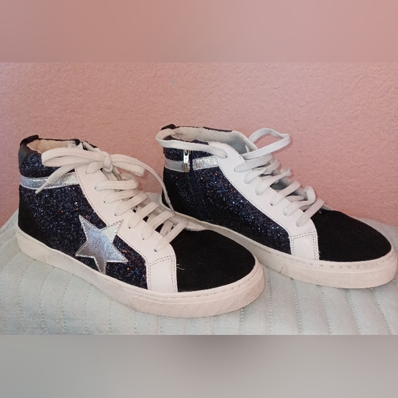 STEVEN NEW YORK REDDING SUEDE AND  GLITTER HIGH TOP SNEAKERS  NWOB - Picture 8 of 8